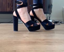 Sandales à plateforme en velours pailleté Repetto