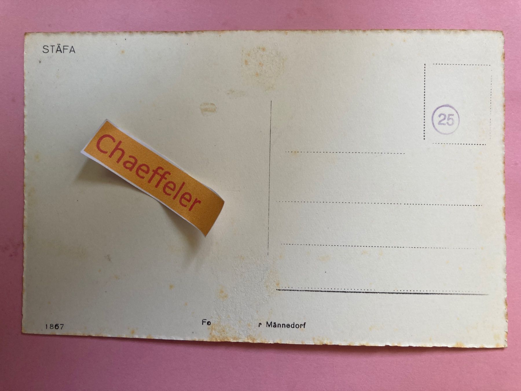 Ansichtskarten: Stäfa – Gebraucht aus Zürich von Chaeffeler 1
