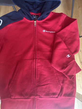 Sweat à capuche zippé Champion rouge bleu taille S enfant