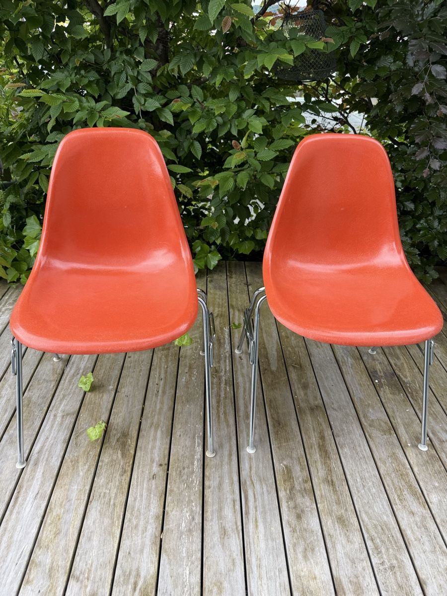 Eames Sedie: Eames Stuhl, Fiberglas, Orange – Usato da Arlesheim venduto da kifa02