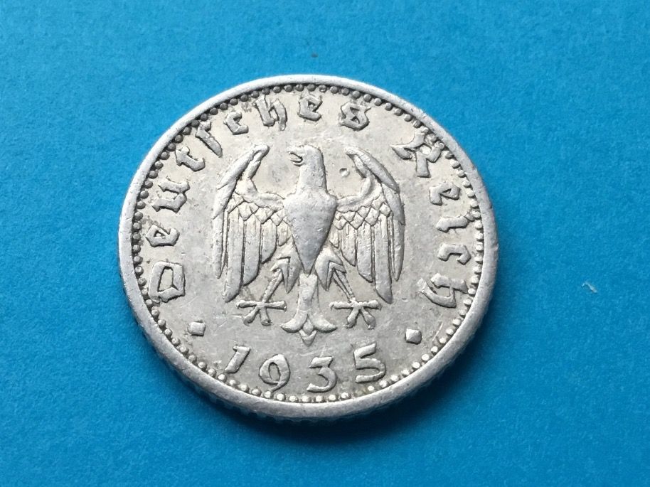 Alle Münzen: 50 Reichpfennig 1935 G. – Gebraucht aus St. Margrethen SG von alfapeugeot10