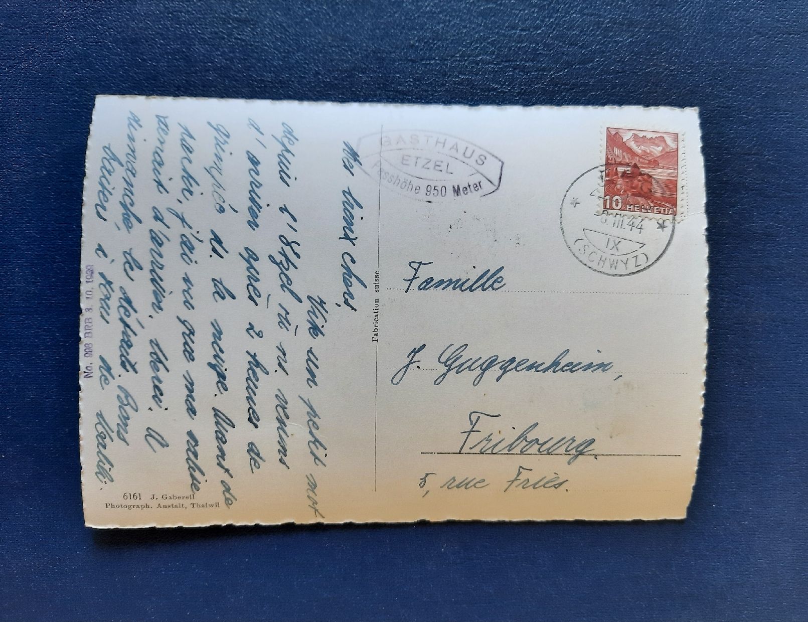 Cartoline postali: Ansichtskarte Etzel-Passhöhe im Winter, gest.1944 – Usato da Marly venduto da neu-adlerauge65 1