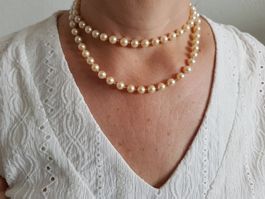 Kette Akoya Perlen Vintage, Verschluss Weissgold 333, L-85cm
