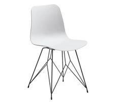 6 Chaises design blanc, pieds métal noir - État impeccable
