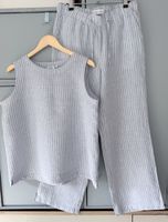 CECIL Leinen-Zweiteiler Hellblau/Weiss – luftiges Sommer-Set