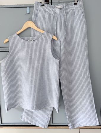 CECIL Leinen-Zweiteiler Hellblau/Weiss – luftiges Sommer-Set
