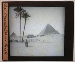 Glasdia Ägypten: Pyramiden in Gizeh, um 1915