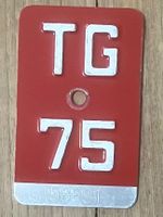 TG 75 - VELONUMMER - FAHRRADSCHILD - PLAQUE DE VELO - TG 75