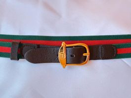 Gucci Gurt mit goldener Schnalle, rot-grün gestreift, neuw.