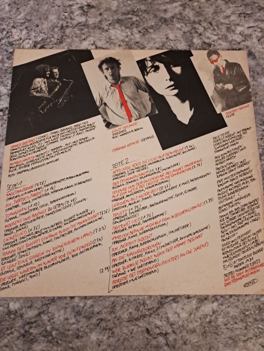 Vinyles: LP GOEBBELS/HARTH "Bertolt Brecht : Zeit wird knapp" ZUCKERF – D'occasion à Uetendorf par Essiggurken 1