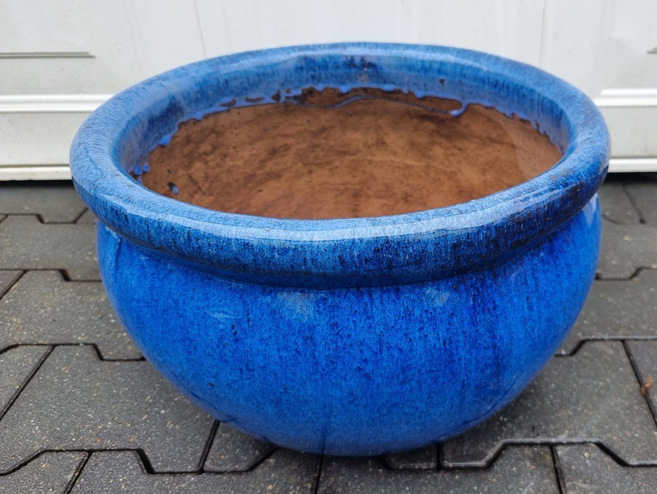 Blumentöpfe: Schöner grosser blau Glasierter Übertopf – Gebraucht aus Lotzwil von  1