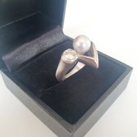 Silberring 925 er mit Perle & Zirkonia Gr. 18,1 mm