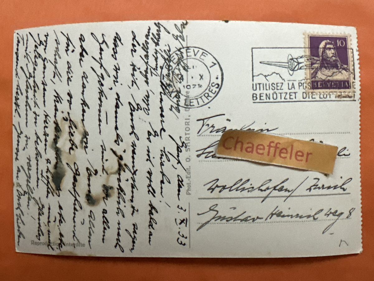 Ansichtskarten: 1933 Genf Kathedrale  – Gebraucht aus Zürich von Chaeffeler 1