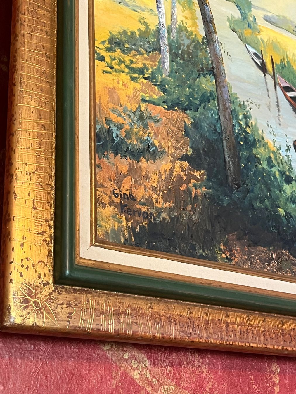 Gemälde: Tableau Paysage Rivière Bateaux GINA KARVAN – Gebraucht aus GENEVE von hehakasapa 5