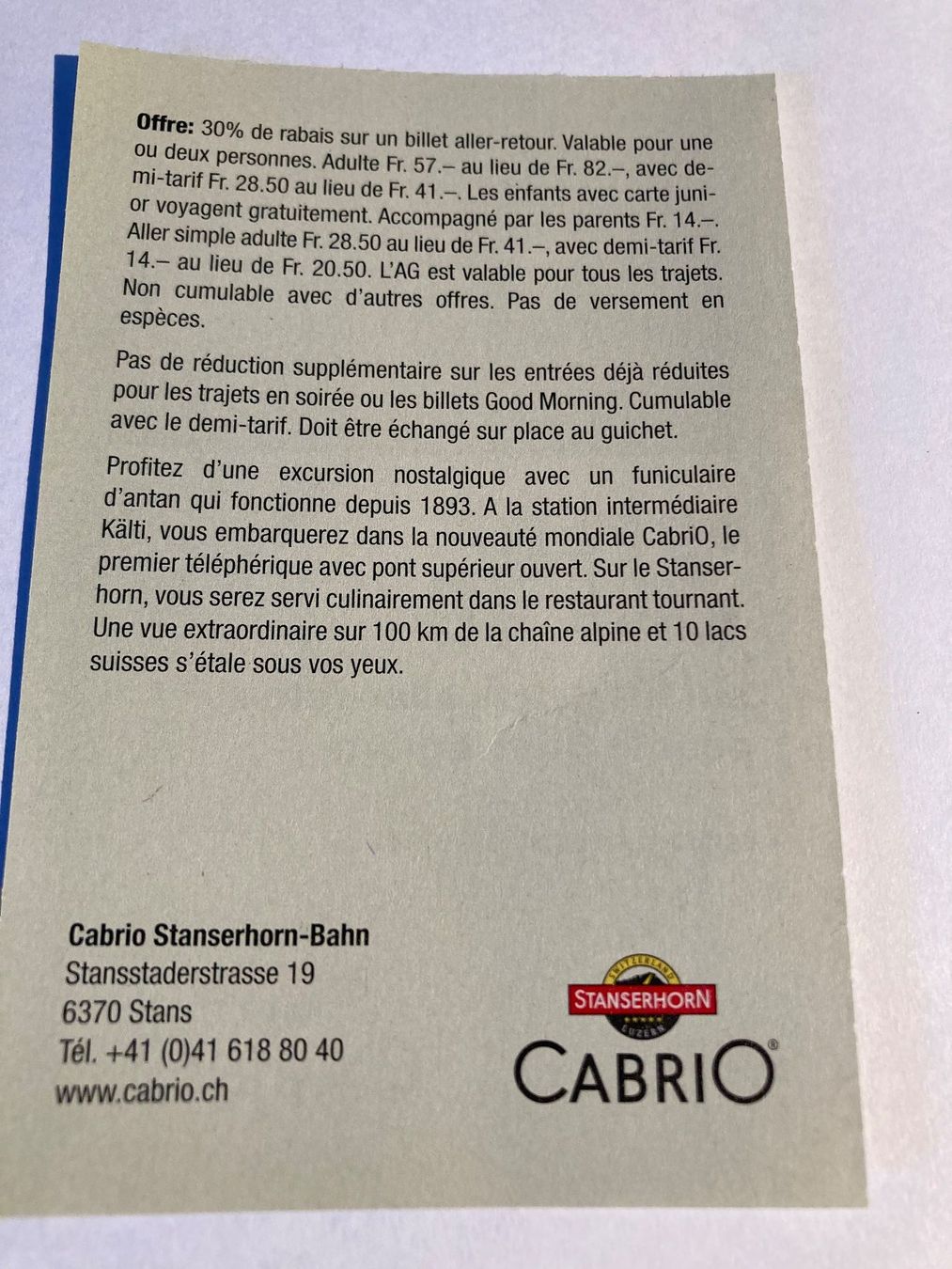 Buoni: 30% de rabais Stanserhorn – Nuovo (secondo la descrizione) da Bressaucourt venduto da lilitisha 1