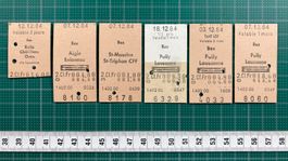 Bex, 6 alte Bahn Billette, SBB, 1984