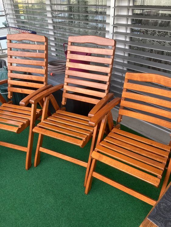 4 Gartenstühle Holz massiv Kaufen auf Ricardo