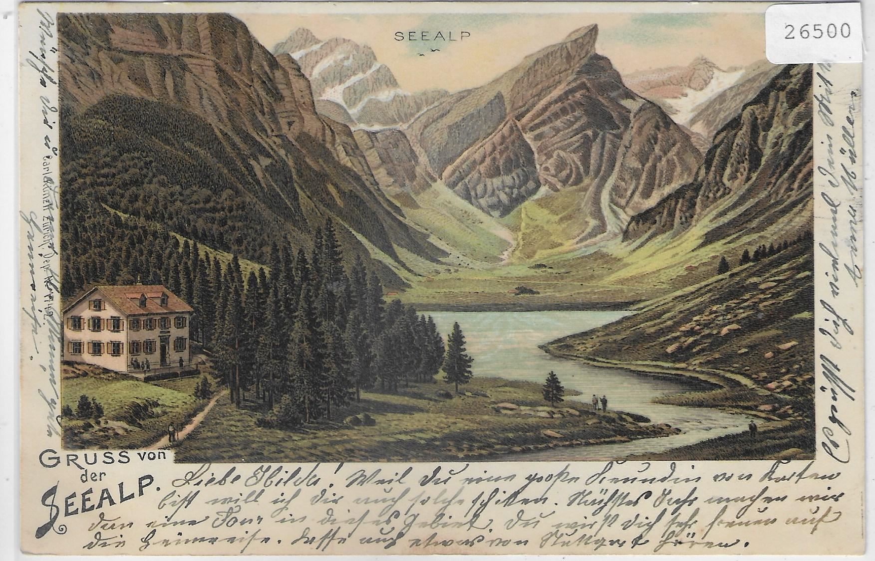 Cartoline postali: Gruss von der Seealp - Litho – Usato da Ettingen venduto da Kartenplanet