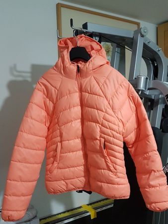 Damen Steppjacke mit Kapuze – Gr. S – Koralle/Orange