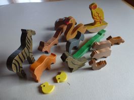 Tiere, diverse Tierarten aus Holz
