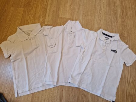 3x Poloshirt weiss 122 & 128