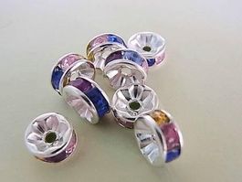 3 Strass Rondellen mehrfarbig lila   8mm