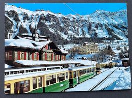 Wengen Bahnhof mit Berner-Oberland-Bahnen ca. 1970, selten!