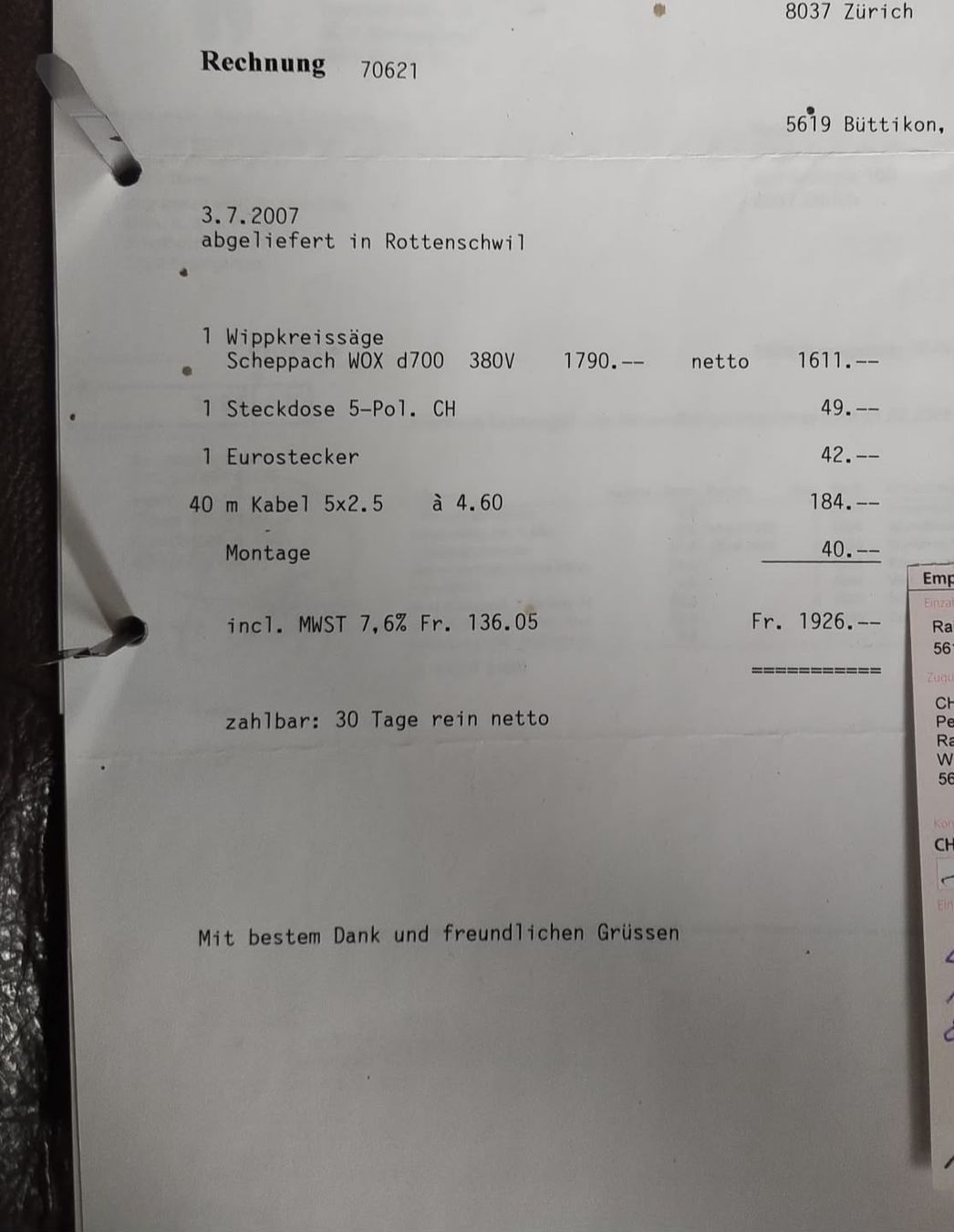 Scheppach Seghe: Wippfräse Scheppach NP CHF 1926.00 – Usato da Wohlen AG venduto da reswo01 9