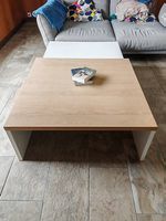 Table basse contemporaine extensible blanc - chêne clair 