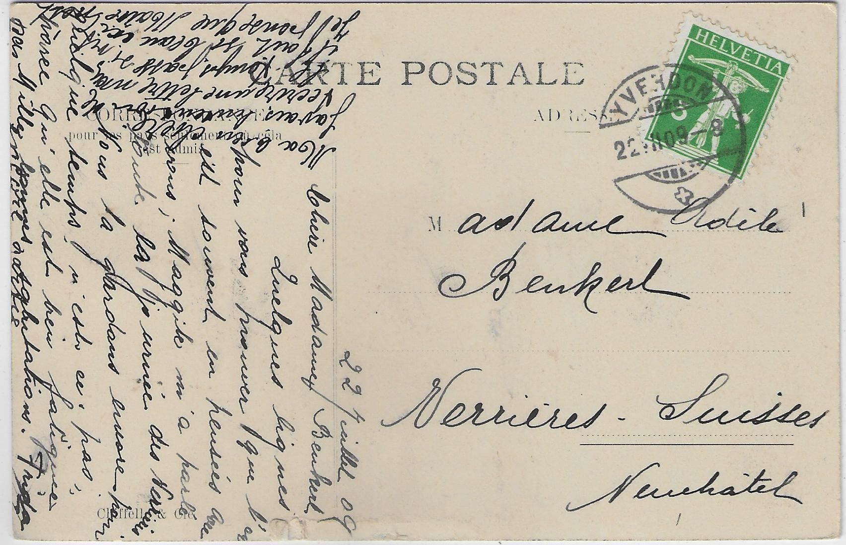 Cartoline postali: Yverdon - Pension de la Prairie – Usato da Ettingen venduto da Kartenplanet 1