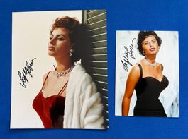 SOPHIA LOREN 2x Original Autogramm + COA Echtheitszertifikat