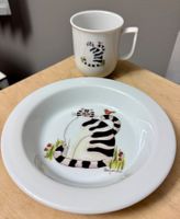 Set Kinderteller und Tasse Langenthal Porzellan Katze Büsi