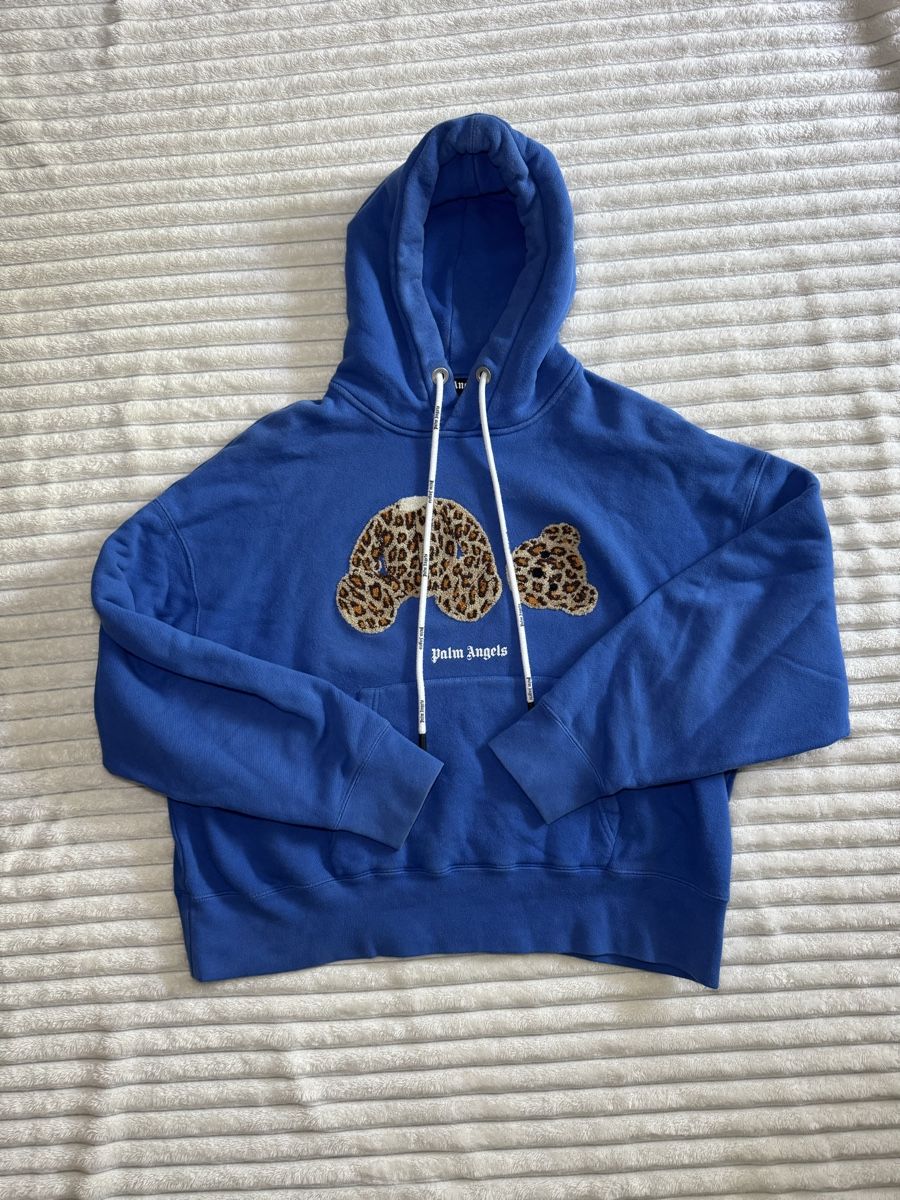 Palm Angels Maglioni & Felpe: Original Palm Angels Leopard Bear Hoodie Blau – Usato da Vionnaz venduto da b_f_d_r_g