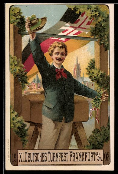 Cartoline postali: Frankfurt, XI. Deutsches Turnfest 1908,  – Usato da Berlin venduto da bartko-reher