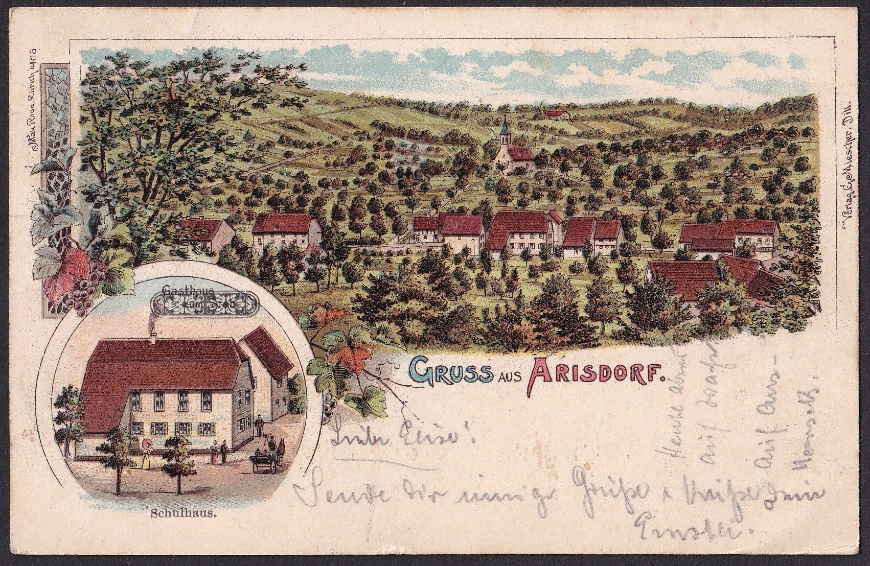 Cartoline postali: Arisdorf farbige Lithografie 2 Bilder – Usato da Olten venduto da clotaldi