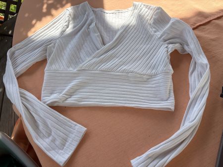 Damen Crop Top langarm Weiss Grösse S