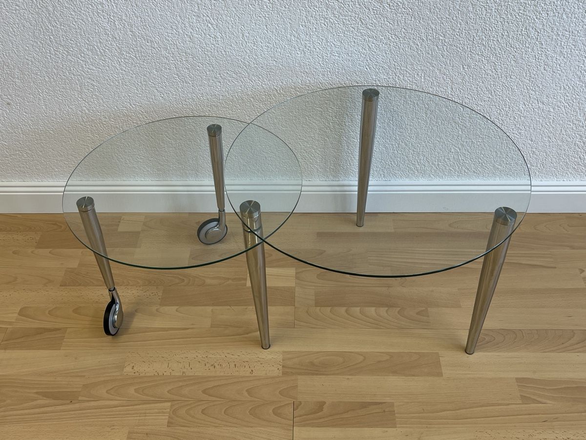Tavoli: Glas Tischli-Set rund auf Rollen, Durchmesser 60cm – Usato da Horgen venduto da Grizzly83 2