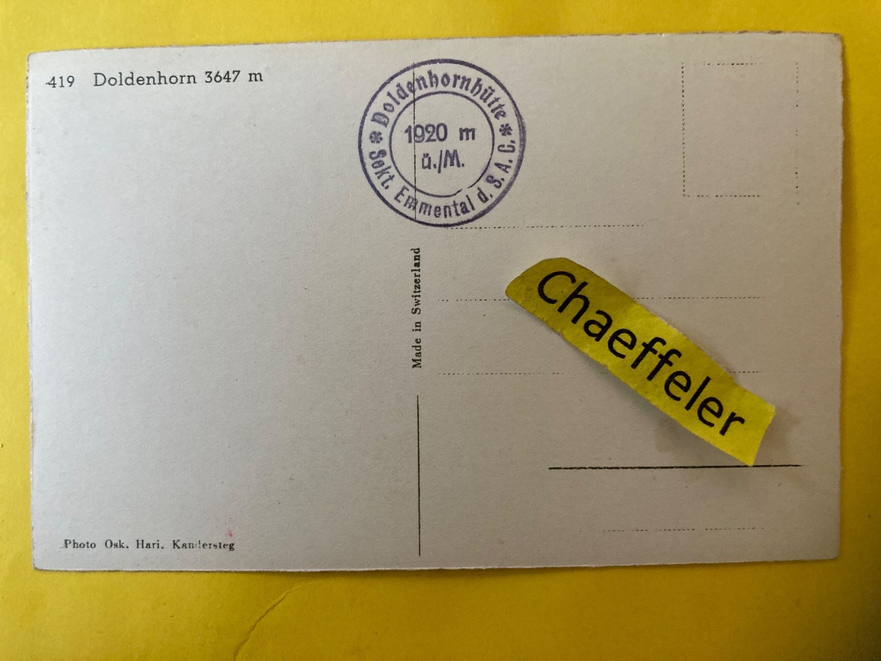 Ansichtskarten: 419 Doldenhorn – Gebraucht aus Zürich von Chaeffeler 1