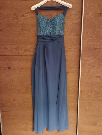 Hochwertiges Abendkleid-Farbe türkis-Grösse 36-Neckholder