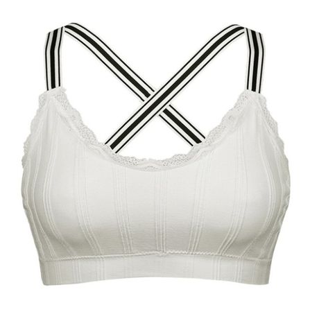 NEUE Weiss-schwarze, bequeme Bralette Gr. XS - 223334