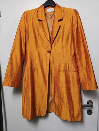 Veste Longue/Mod'Ecran/Orange en Soie Sauvage Satinée/T:38