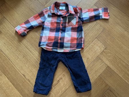 Outfit mit kariertem Hemd& Kordhose von Il Gufo, 9 Monate