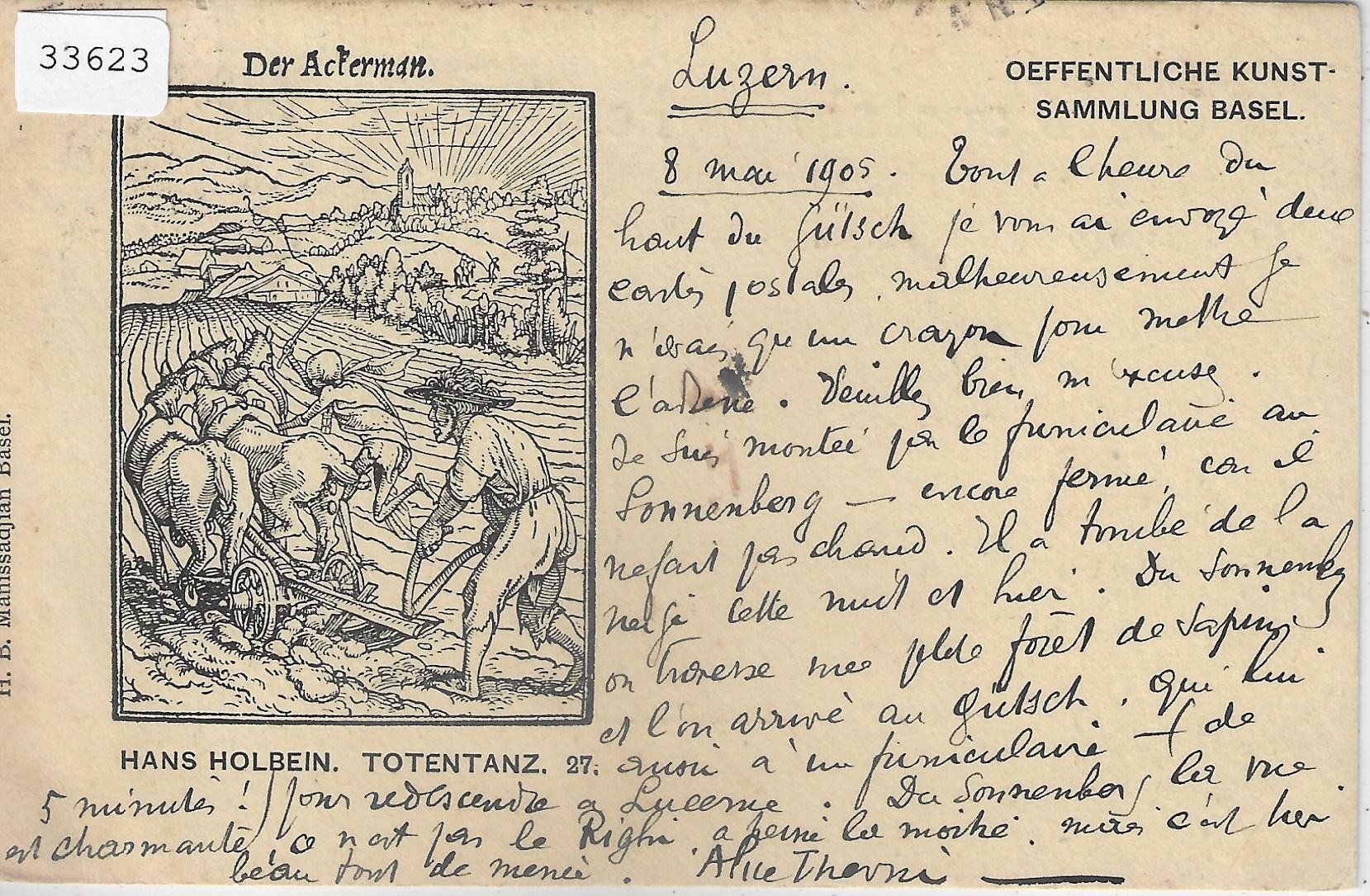 Cartes postales: Basel - Hans Hollbein - Totentanz - Der Ackermann - Kunst – D'occasion à Ettingen par Kartenplanet