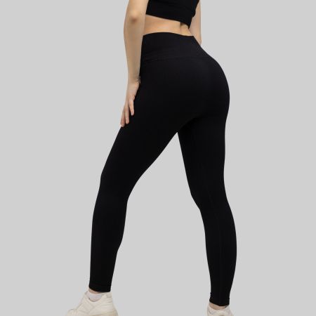 Leggings Seamless High Waist Gym Fitness Schwarz XXL YAKWARY