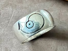 Silber Bandring 925 mit Spiralmotiv – Handarbeit Vintage