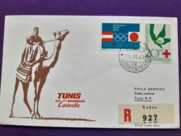 Flugbrief Vaduz-ZH-TUNIS, eingeschrieben, 5.XI.1964