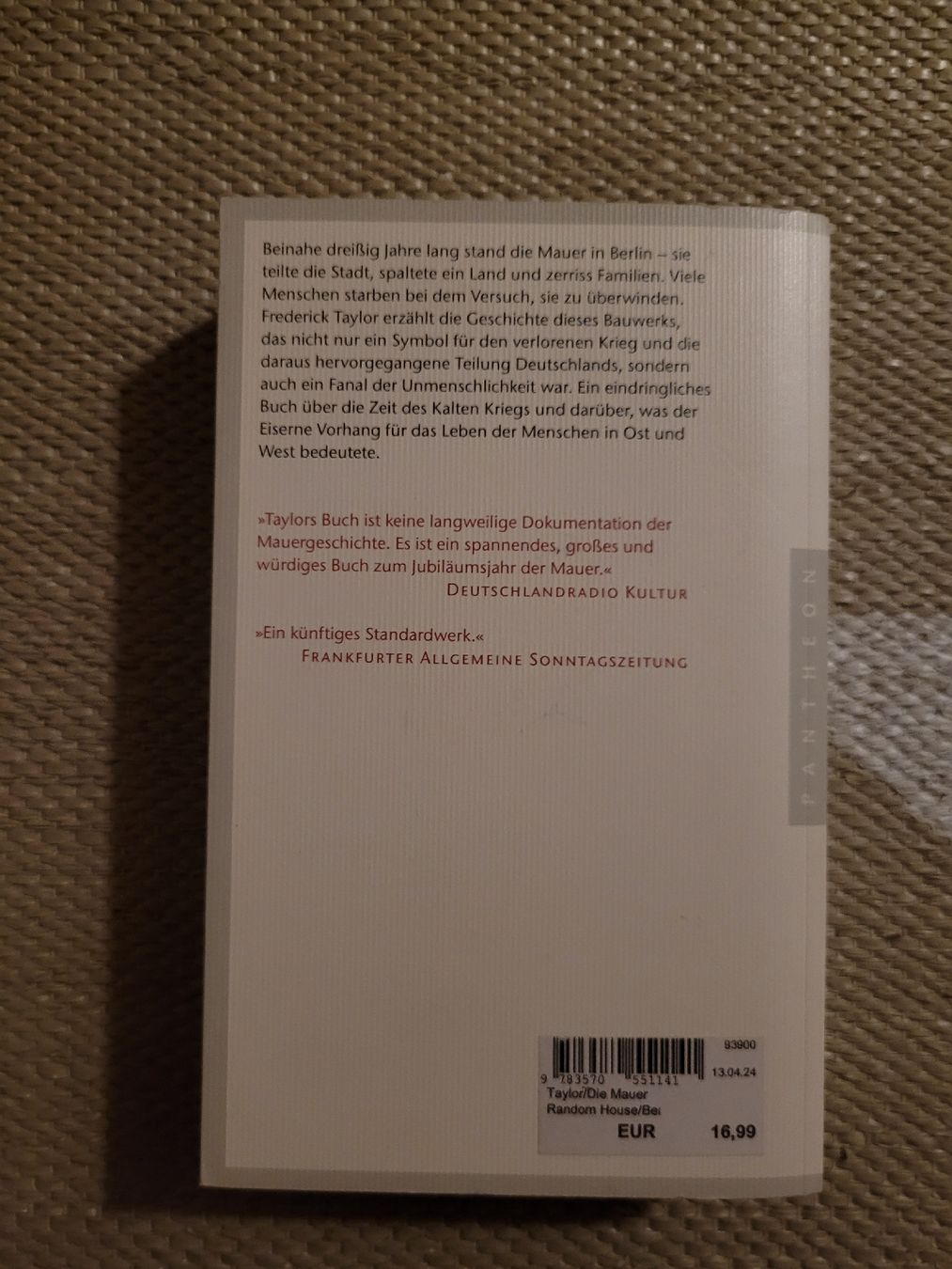 Libri: Frederick Taylor "Die Mauer" – Usato da Perlen venduto da Safari_23 1