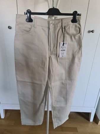 Zara Jeans White Pant Tapered Größe 38 Neu mit Etikett