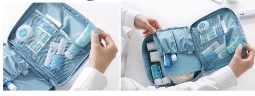 Custodie per cosmetici: Kosmetiktasche Neu,  Blau mit Blumen – Nuovo e nell'imballaggio originale da Walenstadt venduto da emynmuil1 4