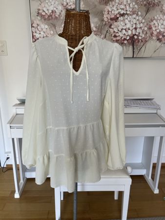 Bluse, Creme mit Punkten, George, L/XL